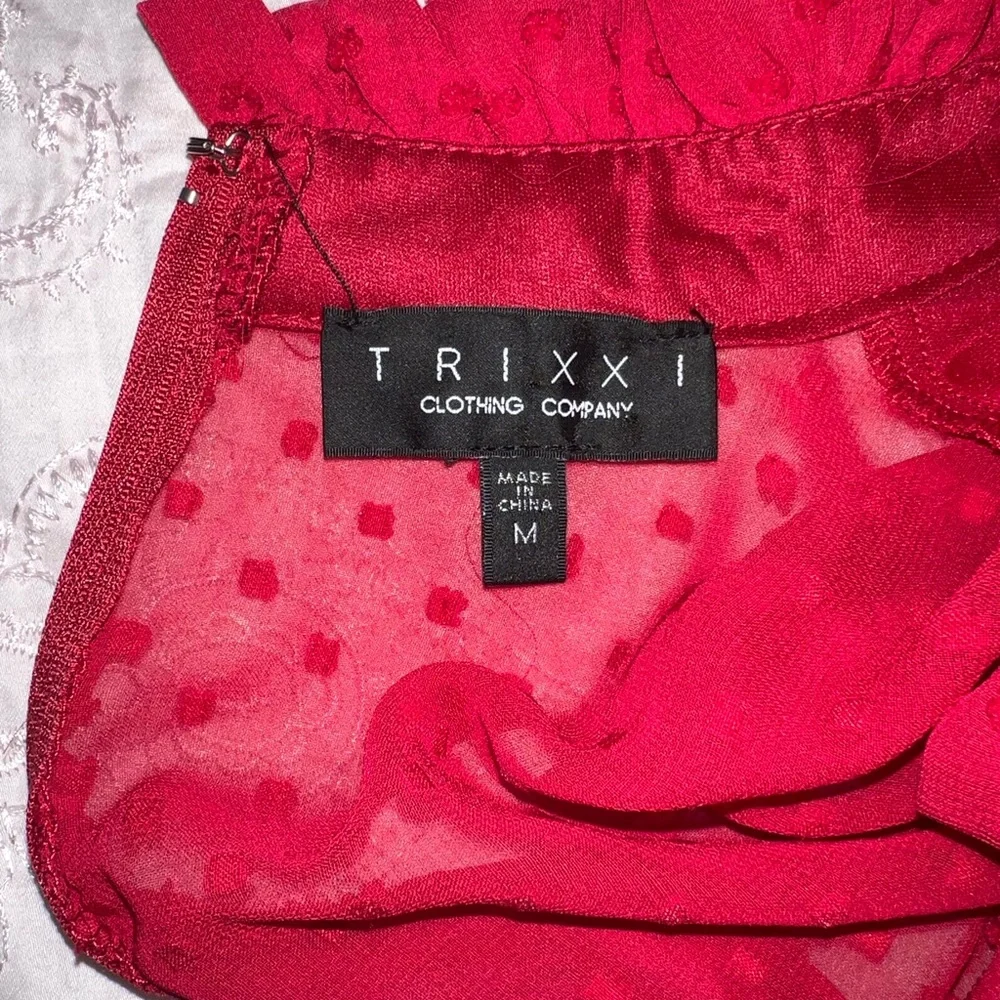 Trixxi Red Swiss Dot Long Sleeve Mini Dress Size M